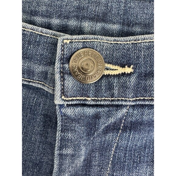 True Religion Womens Low-Rise Keira Denim Shorts Size 27 Distressed Frayed Hem N - Picture 14 of 16